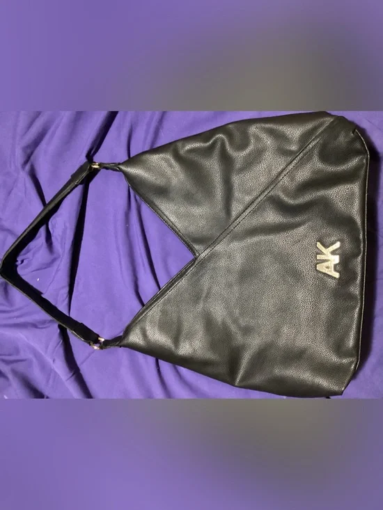 Black‎ AK Embossed Leather Hobo Bag