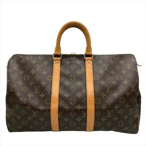 LOUIS VUITTON Brown Monogram Canvas Keepall 45 Boston Bag