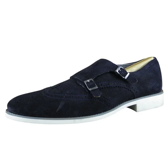 ZARA Men's‎ Casual Shoes Navy Blue Suede Double Monk Strap Size 11 M