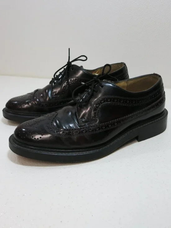 Black Leather Long Wingtip Brogue Dress Oxfords Men's Footwear Shoes Sz 42