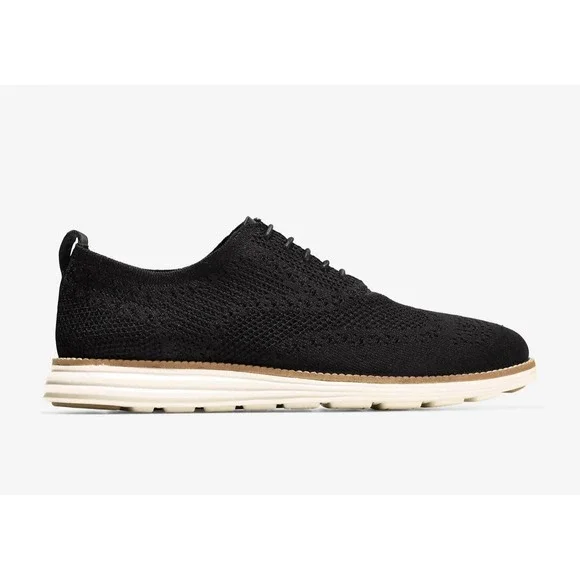 Mens Sz 8  Cole Haan Original Grand Stitchlite Wingtip Oxford Black Shoes C27959