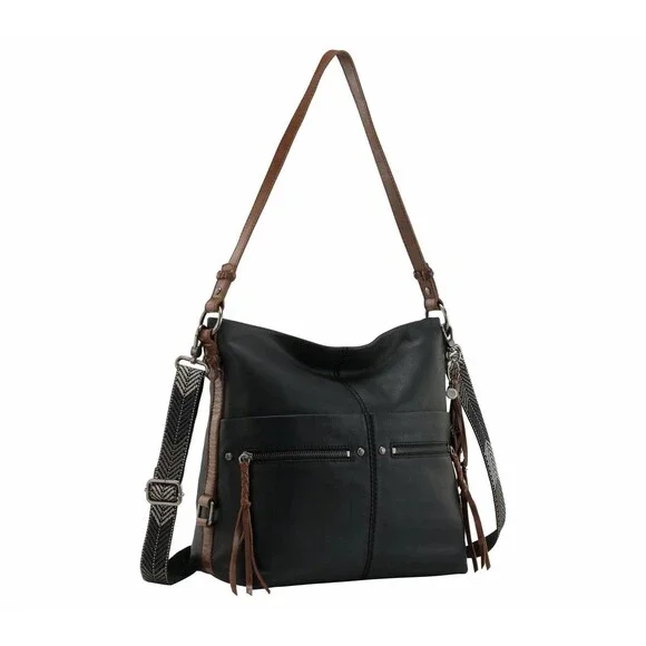 The Sak Ashland Black Leather Bucket Bag Crossbody Hobo