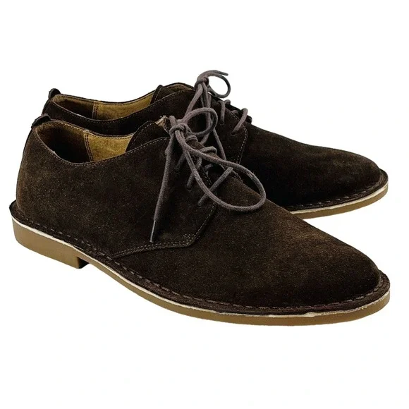 Mens 10.5M Nunn Bush Gordy Plain Toe Oxford‎ Brown Suede Casual Dual Comfort