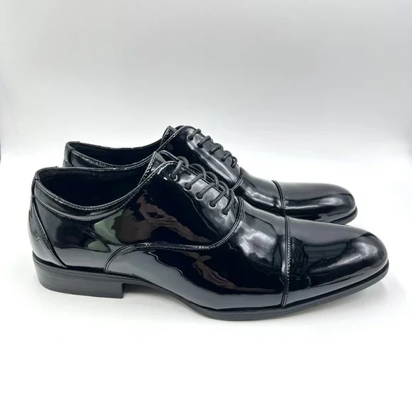 11W 11 WIDE Stacy Adams Mens Gala‎ Black Patent Oxfords Dress Shoes New