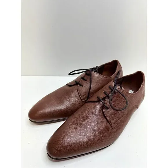 BP‎ Dress Shoes Mens Size 8.5 Brown Leather Derby Textured Plain Toe Shoes