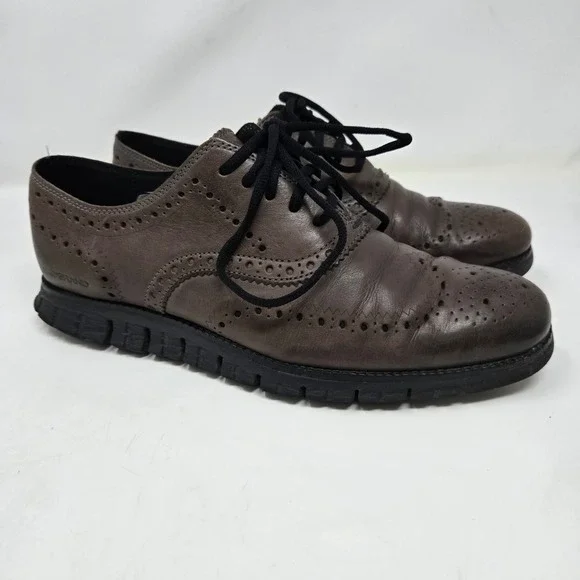 Cole Haan Zerogrand Mens Brown Leather Wingtip Oxford Shoes C30720 Size 9.5 M‎