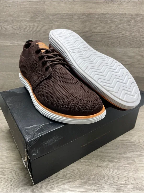 Men's Brown Knit Derby with White Sole - Casual Oxford #901