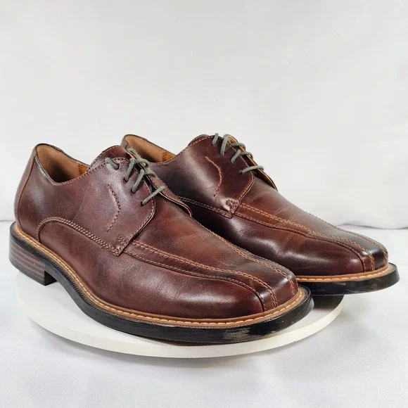 Skechers Mens 970441 Leather Bicycle Toe Oxford Dress Shoes‎ Dark Brown 11.5