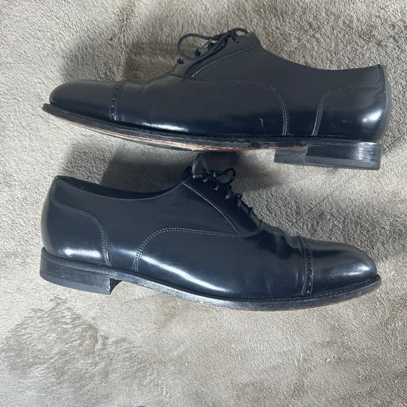 Florsheim Black Leather Punch Cap Toe Oxford Dress Shoes Men's Size 10 D