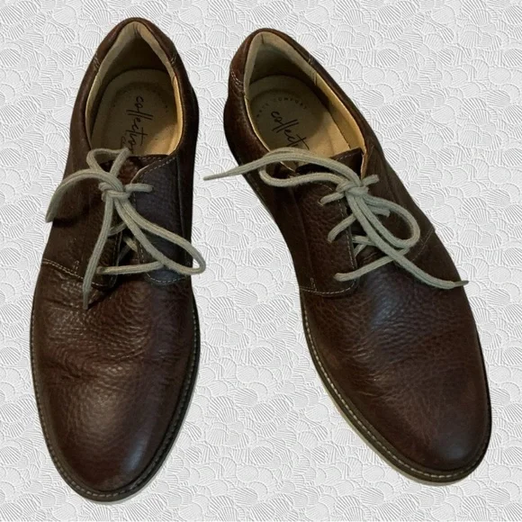 🌸CLARK’S BROWN GRANDIN PLAIN LEATHER OXFORD SHOES
