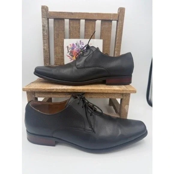 Florsheim Mens Black Leather Plain Toe Derby Dress Shoes 11898-001 Size 8.5 EEE