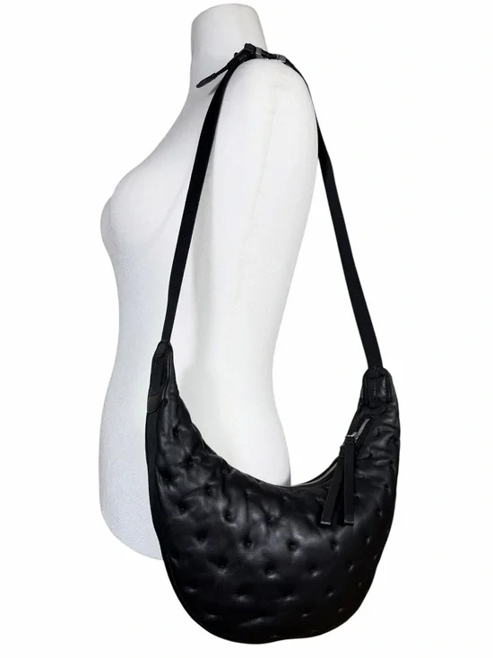 Rag&Bone Soft Black Leather Quilted/Dimpled Crescent Hobo Shoulder Bag NWOT