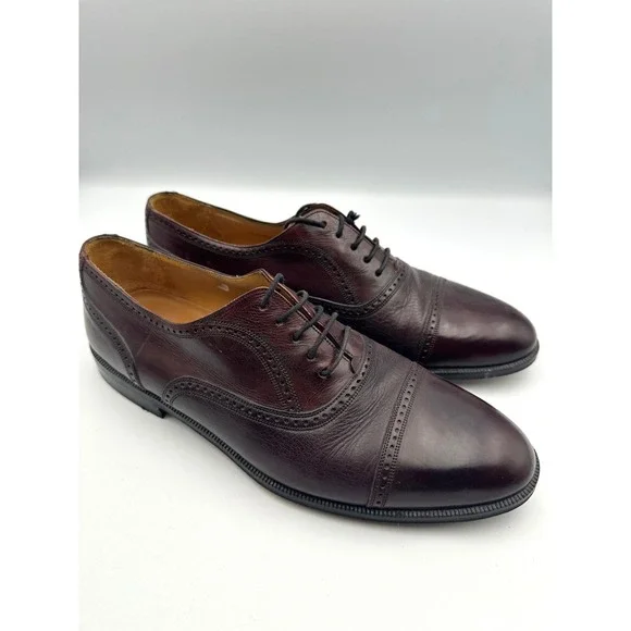 Mezlan Florence Oxford Derby Dress Shoes Mens 10‎ Brown Leather Brogue Cap Toe