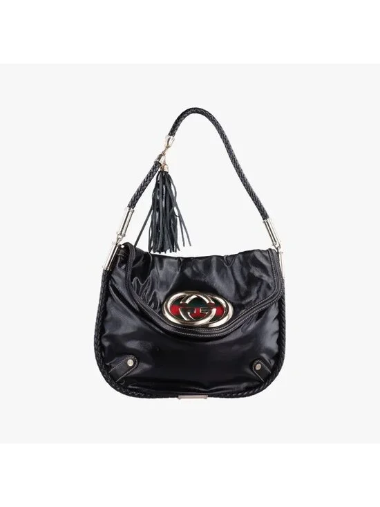 Gucci Dearlux Brit Hobo Black Leather
