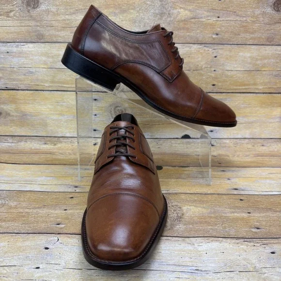 J Murphy Dress Shoes Mens 11 Brown Leather Cap Toe‎ Derby Oxford Office Formal