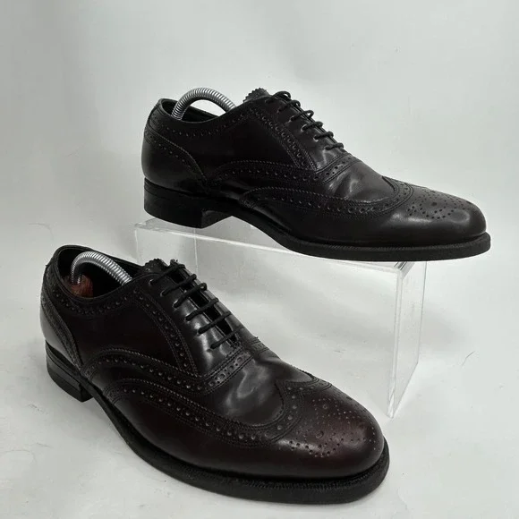 Florsheim Imperial Mens 8D Burgundy Leather Wingtip Oxford Brogue Shoes USA Made