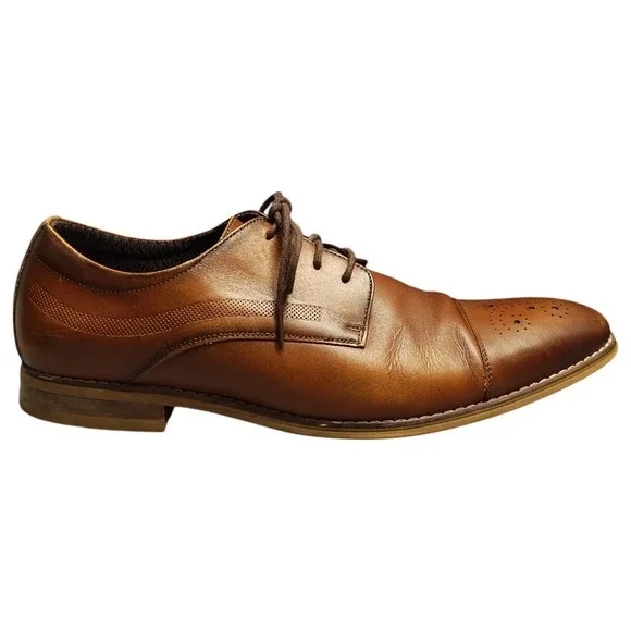 Carlo Morandi Oxford Dress Shoes Mens US 10.5D Brown Leather‎ Memory Foam 900D70