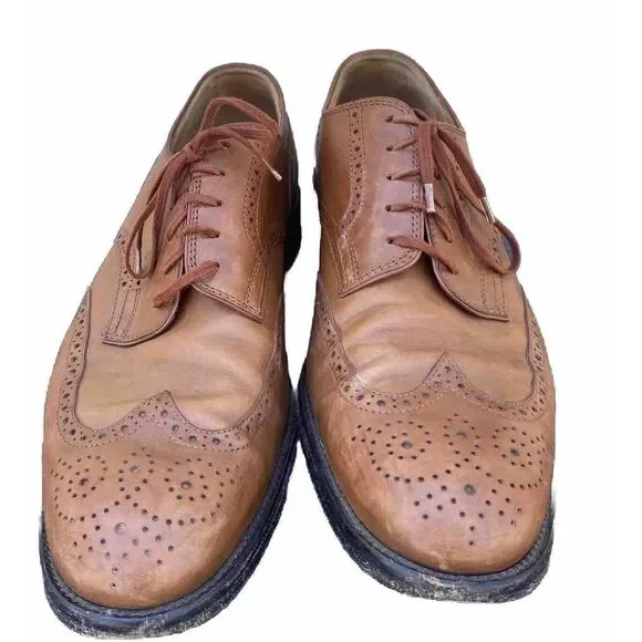Tods Wingtip Dress Shoes Light Brown Sz 10.5 Leather Soles Italy‎