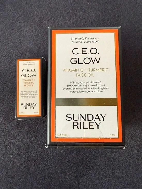 Sunday Riley CEO Glow Vitamin C Turmeric Face Oil Full Size 15ml + Mini Set NIB