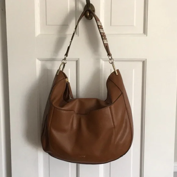 Nine West Tan Leather Hobo Shoulder Bag