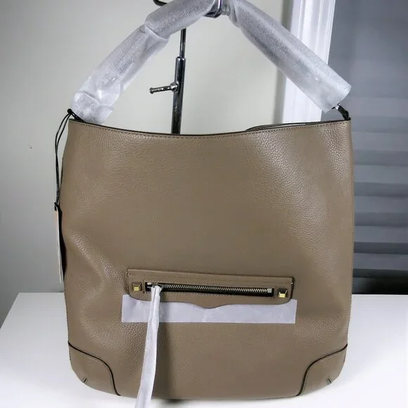 Rebecca Minkoff Slim Regan Hobo Leather Taupe NWT