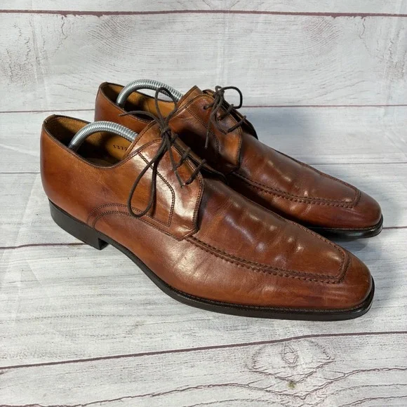 Magnanni‎ Apron Toe Derby Shoes Mens 10 Brown Leather Spain