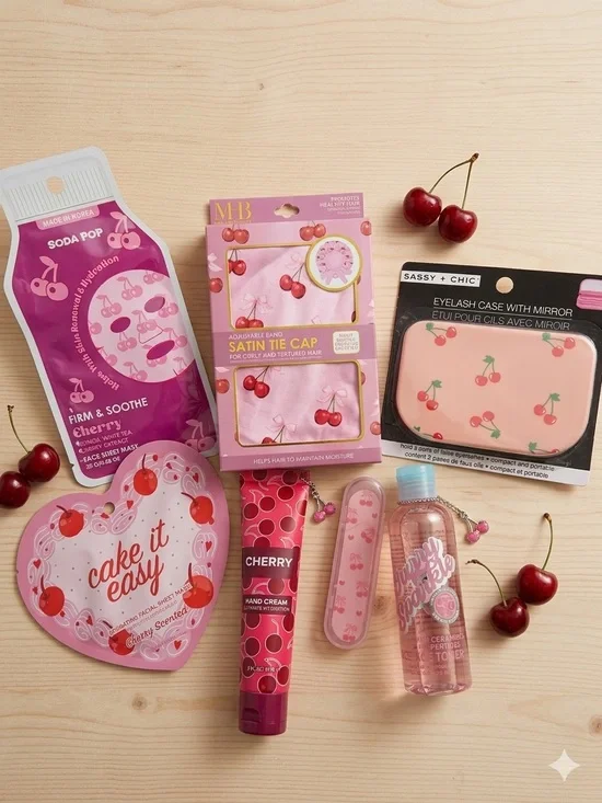 Cherry Scented Beauty Set - Pink Cherry Design 7 items set!!