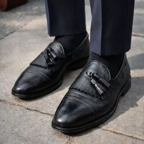 Allen Edmonds Black Nashua Leather Kiltie Tassel Loafers Shoes  Mens Size 10.5