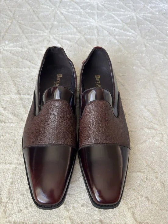 Carrucci KS2240-05 P Men’s Deerskin Leather Loafers Burgundy Slip On Dress 15
