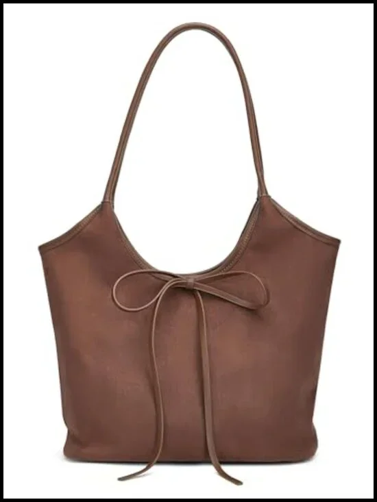Suede Bow Tote Bag Large Hobo Shoulder Bag Satchel Purse Underarm Bag