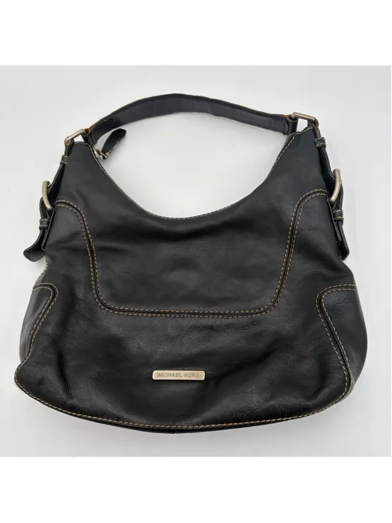 MICHAEL KORS Brookville Large Black Leather Y2K Hobo Shoulder Bag
