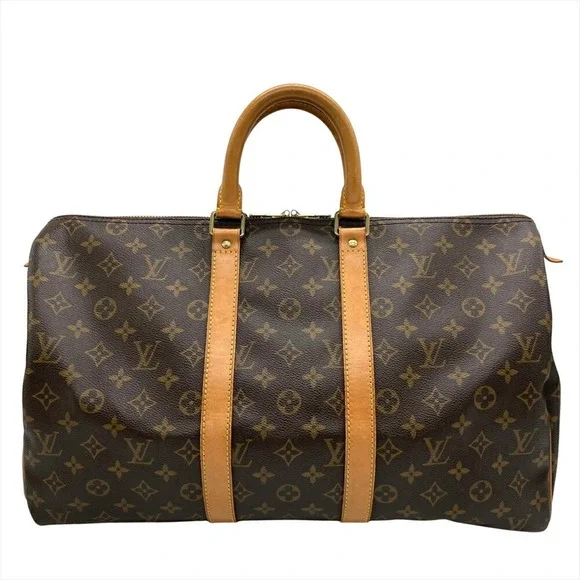 LOUIS VUITTON Brown Monogram Canvas Keepall 45 Boston Bag