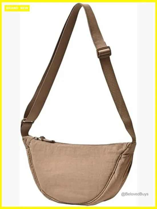 Trendy Crescent Hobo Crossbody Bag Nylon Lightweight Adjustable Strap