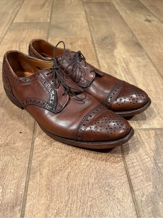 Allen Edmonds Rogue Brogue Oxford Men Size 9.5 D Brown Leather Wingtip Low Shoes