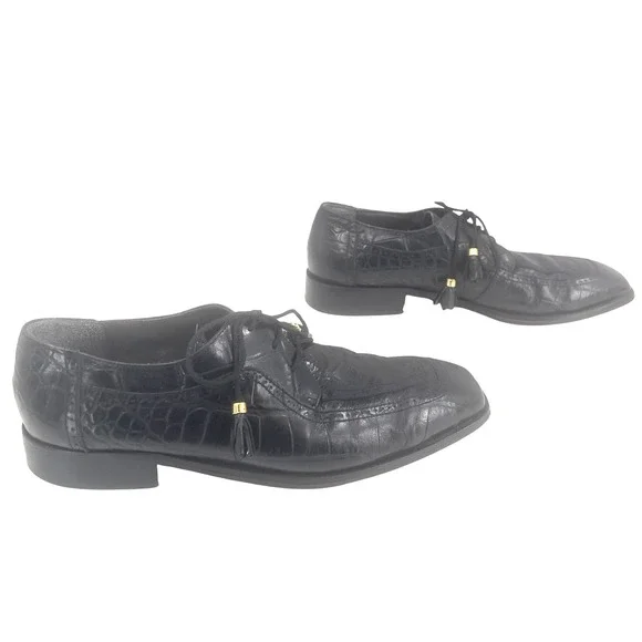 Marco Vicci Memphis Mens Croc Embossed Wingtip Oxford Dress‎ Shoe Black 11M