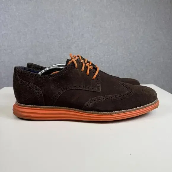 Cole Haan Lunargrand Suede Oxford Shoes Grand OS Brown Orange Men’s Size 11