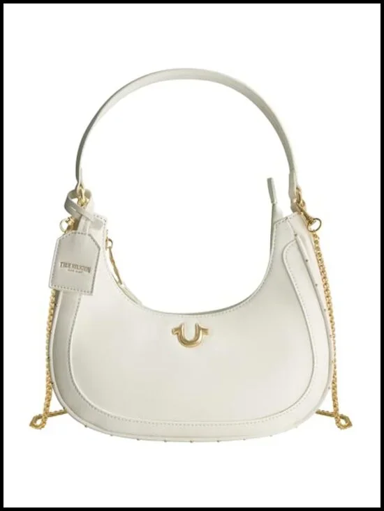 Faux Leather Crescent Hobo Bag With Adjustable Chain Strap