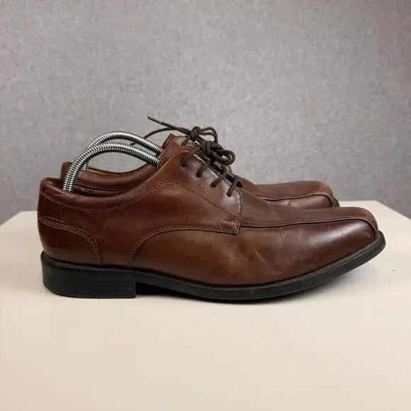 Clarks Tilden Walk Mens Bike Brown Leather Oxford Dress Shoes Size 11