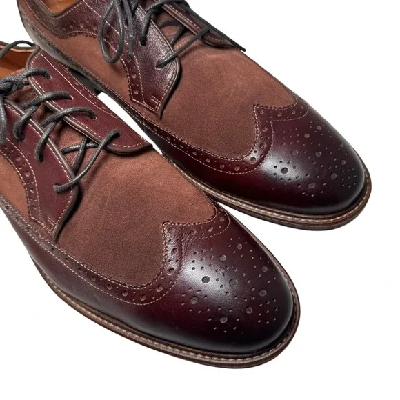 Johnston & Murphy Warner Wingtip Oxford Brown Suede Leather Shoes Men's 11 M