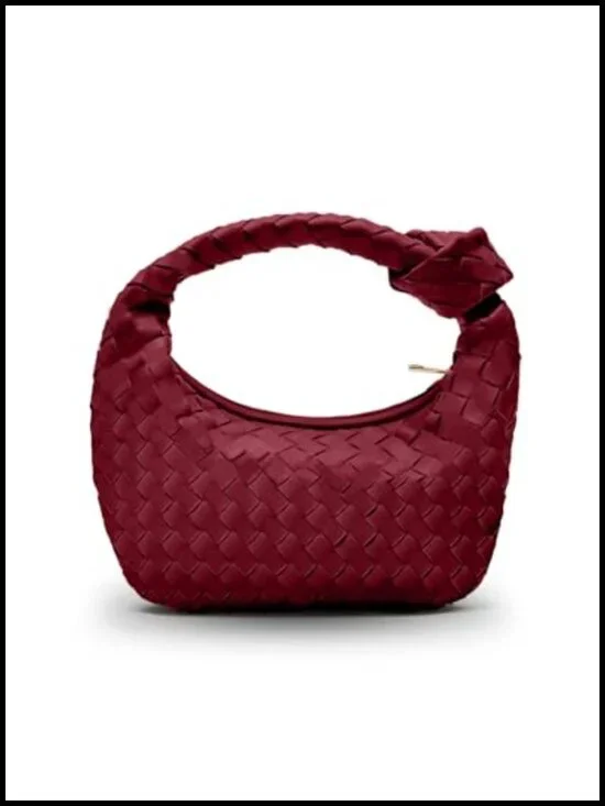 Small Hobo Bag with Knotted Top Handle - Vegan Leather Clutch