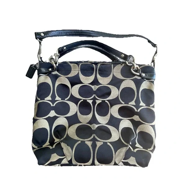 Coach Brooke Hobo Signature Op Art C Monogram F17183 Shoulder Bag EUC