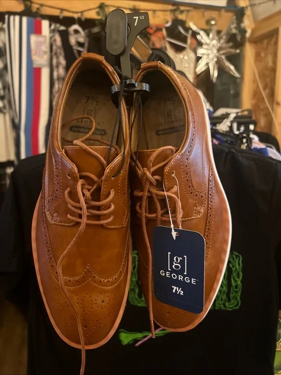 George Men's Brown Wingtip Derby Oxfords