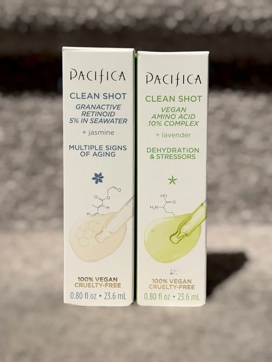 Pacifica Clean Shot Serum Set Retinoid 5% & Vegan Amino Acid 10% NIB Skincare