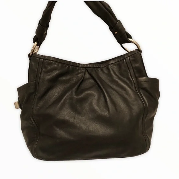 Coach black leather Parker hobo pleaded bag