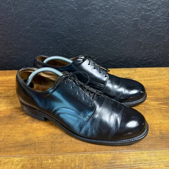 Vtg Craddock-Terry Military Uniform 293099 Black Leather Derby Shoes Mens 9 W