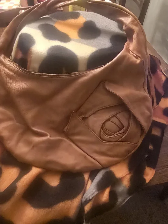 Gianni Bini Cognac Leather Hobo Shoulder Bag