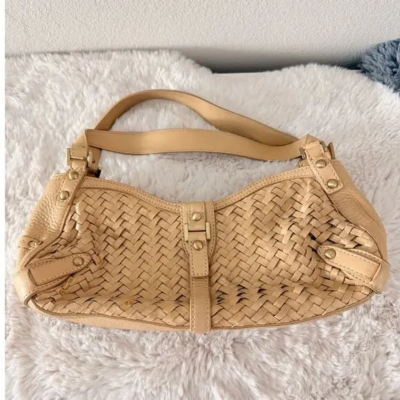 Cole Haan‎ Vintage Y2K Villageweave SU06 Woven Leather Hobo Bag Tan