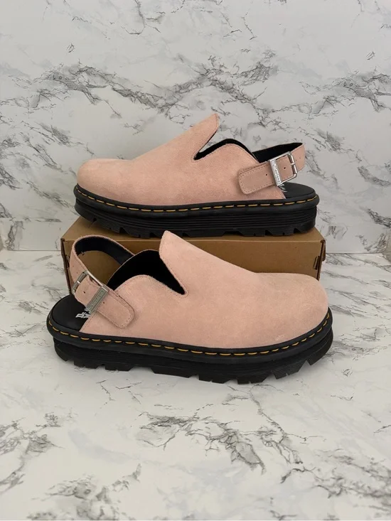 Dr. Martens Zebzag Suede Powder Pink Slingback Mules Slip On Shoes Men Size 14