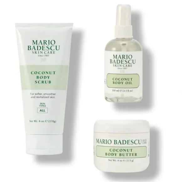 MARIO BADESCU Coconut Body Trio Gift Set Body Scrub Oil Butter