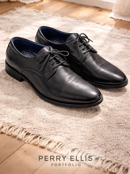 Perry Ellis Portfolio Black Oxford Dress Shoes Lace Up Men’s